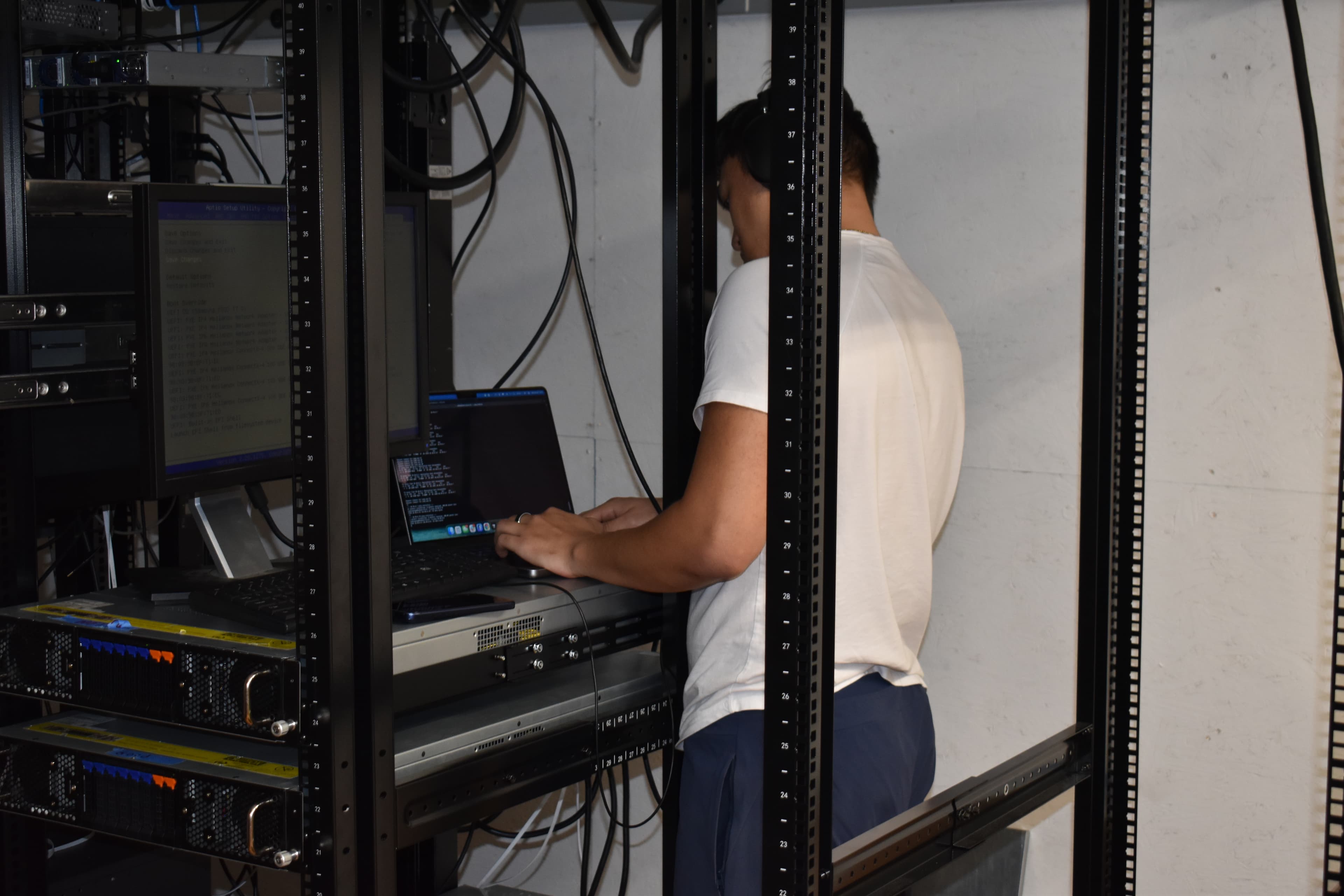 Working between server racks